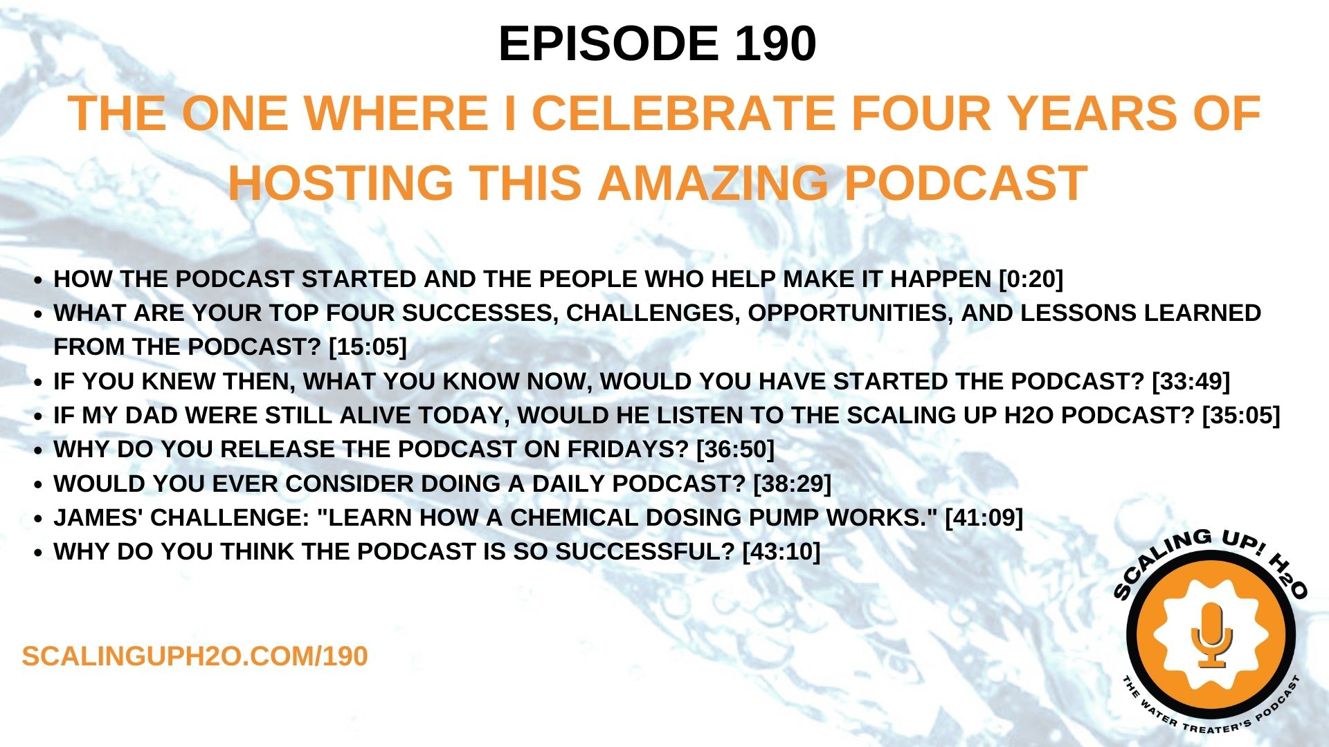 190 The One Where I Celebrate Four Years Of Hosting This Amazing Podcast - Scaling UP! H2O